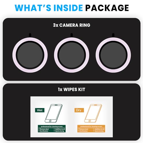 Image of ArmourPro Premium Camera Lens Protector Tempered Glass Compatible For iPhone 14 Plus and iPhone 14 Tough HD Individual Aluminum Alloy Rings 9H Camera Cover , Scratch-Resistant,Camera Lens Protection| Purple