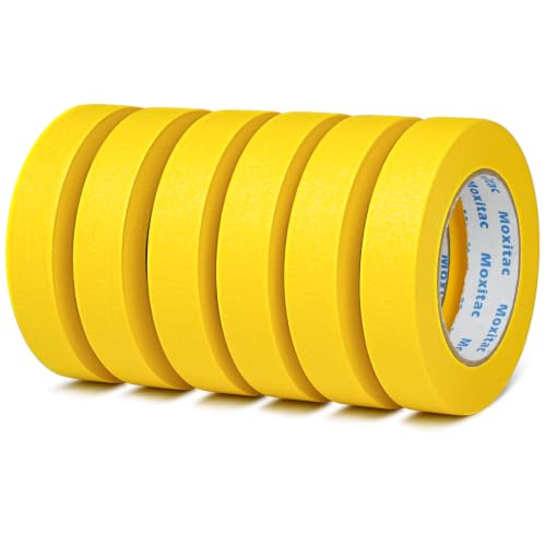 Image of Yellow Masking Tape, 6 Rolls, 0.94 Inch x 60 Yards | Writable matte paper tape for painting, labeling, crafts, classroom and office use