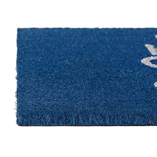 Relaxdays Fußmatte Kokos KEEP CALM 40 x 60cm Kokosmatte mit rutschfester PVC Unterlage Fußabtreter aus Kokosfaser als Schmutzfangmatte und Sauberlaufmatte Fußabstreifer für Außen und Innen Matte, blau