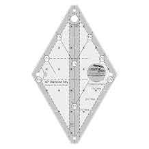 Creative Grids 60 Degree Tiny Diamond Ruler CGR60DIATINY Made in USA, Non-Slip Grip Acrylic Quilting, Sewing, Crafting, Patchwork Ruler & Template