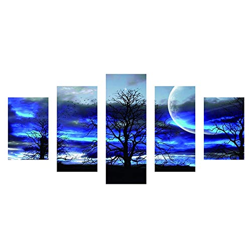 Weite DIY Full Drill 5D Diamond Painting Kits, Adults Kids 5 Sets of Splicing Paintings, Pretty Embroidery Combination Paint Cross Stitch Craft for Home Wall Decor,16x37 Inches (A)