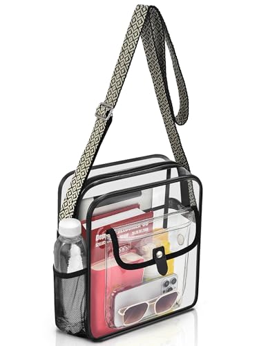 Image of SPODEARS Clear Crossbody Bag for Stadium, Concert, Festival & More - Adjustable Shoulder Strap & Bottle Holder