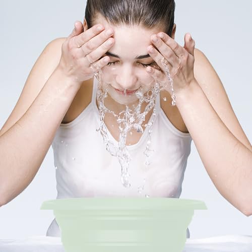 Image of Ice Bowl for Face Dipping, Ice Tub for Bath, Ice Water Facial Container, Foldable Silicone Face Basin, Ice Dunk Bucket, Facial Cups Compatible, Cube Wash Tray, Cold Therapy Spa Accessory for Skincare Glow