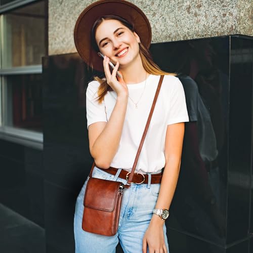 Iswee Leather Crossbody Bags for Women RFID Blocking Cell Phone Purse Small Anti-Theft Zippered with Card slots2