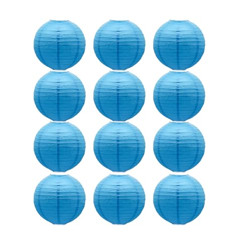Faroles de papel azul cielo redondos para decoración de techos en pack de 12 unidades