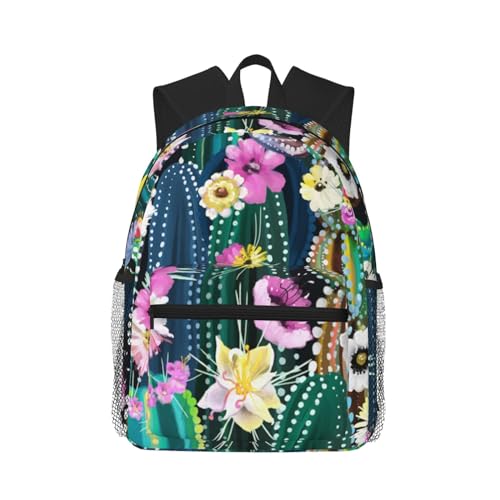 NUYFVG Moderna mochila floral cómoda e informal para uso diario, versátil para la universidad, trabajo, senderismo, viajes al aire libre, Cactus, Talla única