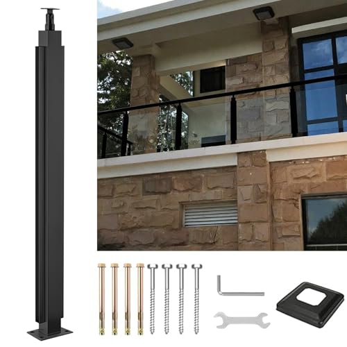 Kit de barandilla para terraza con postes de balaustre modernos de acero negro 2