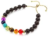 Believe London® Chakra Bracelet With Jewelry Bag & Meaning Card | Adjustable Bracelet To Fit Any Wrist | 7 Chakra Natural Stone | Healing Reiki Yoga (Gold Chain Bracelet)