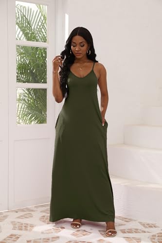 Image of vunahzma Womens Casual Fashion Sleeveless Plus Size Loose Long Sexy Maxi Dress with Pockets