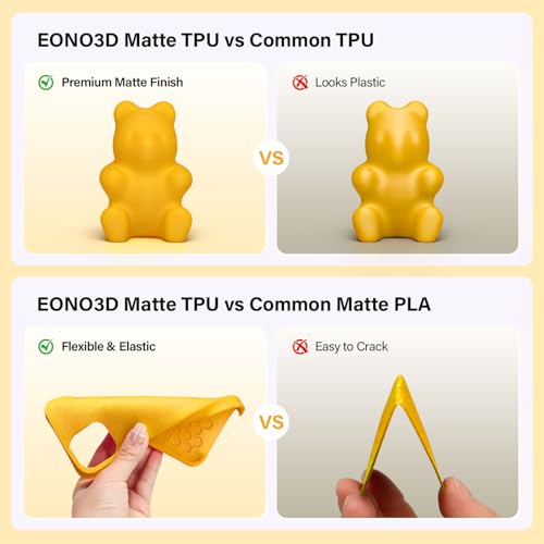 Image of Matte TPU Filament 1.75mm, 1kg - Shore 95A Flexible & Durable TPU, Matte Yellow, Low-Gloss Matte Finish, Minimal Layer Lines, for Phone Cases, Wearables & Functional Parts