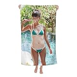 黑宫丽 浴巾 超细纤维沙滩巾 沙滩垫 软毛巾 轻便 大号 薄款 吸水速干 80×130厘米