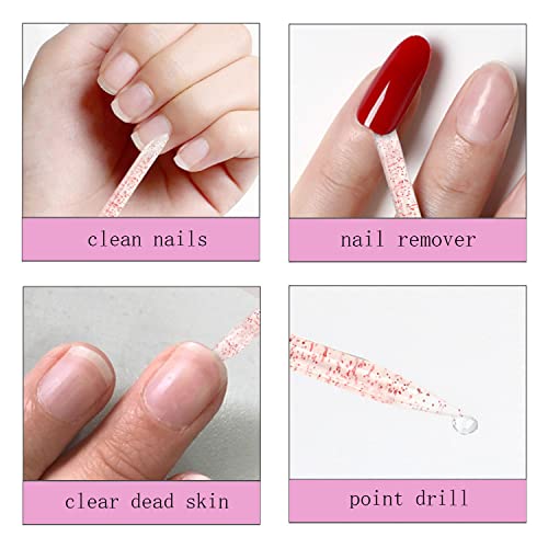 100 Pcs Nail Stick Cuticle Pusher Bulk, 100 Pcs Mini Nail Files Double Sided Nail Buffer, Nail Care Sticks, Cuticle Manicure And Pedicure Stick For Fingernail, Cleaning Cuticle Stick - Pink #TOP3