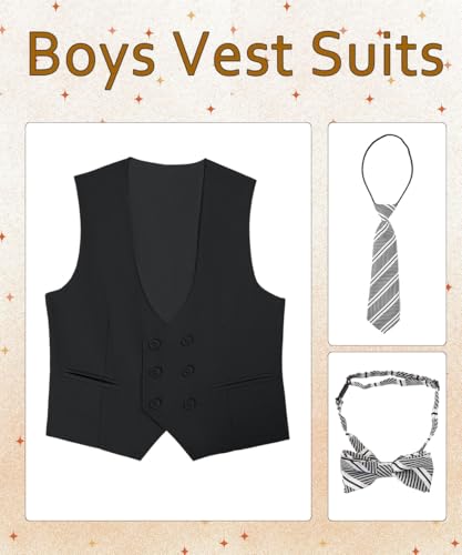 Boys Formal Suit Vest Double Breasted Solid Wedding Vest for Boys2