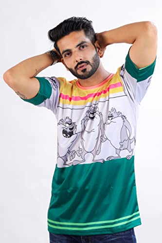 Image of HARPITA Men's Round Neck Half Sleeve Slim Fit Digital Printed Lycra T-Shirt