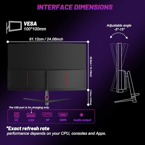 Image of LXZ Curved Gaming Monitor 27 Inch PC Monitor 180hz, Full HD 1080P Frameless 1800R Gaming Display with FreeSync & Eye-Care Technology, DP, HDMI Port - Black
