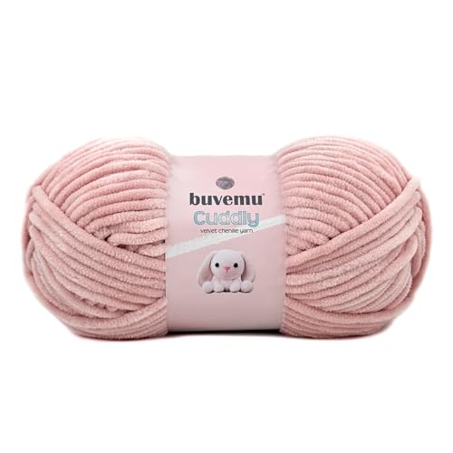 Image of Cuddly Velvet Chenille Yarn, Super Soft Fluffy Bulky for Knitting Crocheting Crafting Blanket Amigurumi, Durable for Shedding, 100 Gram (3.53 Ounces) 109 Yards (100 Meters) (Misty Rose)