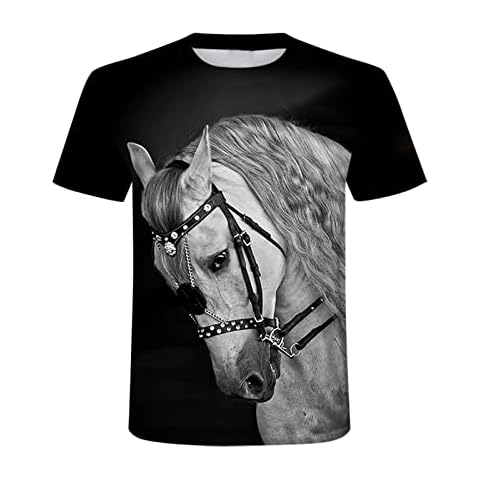 NUSGEAR Camiseta Hombre Verano Manga Corta 3D Caballo Impresión Cover