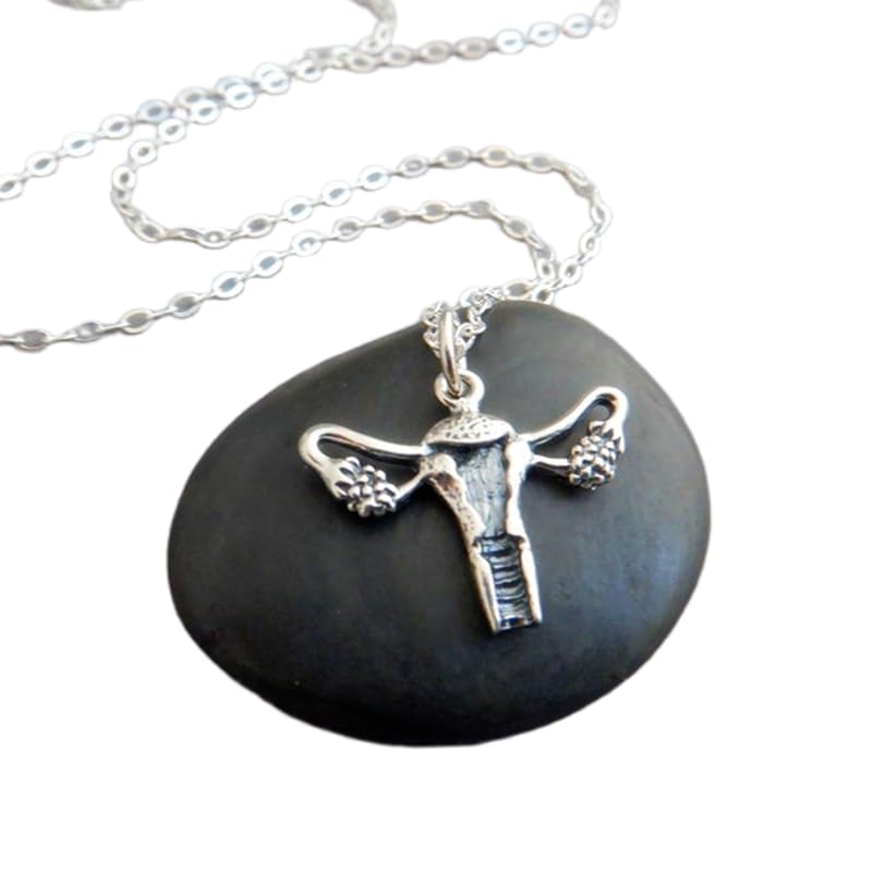 Collar de útero plata 925 amuleto de anatomía humana para uso diario en consulta médica