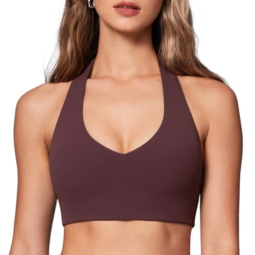 Image of INGIA Halter Longline Sports Bra Padded | Yoga, Workout, Low Back, Crop Top, with Built in Bra, for Women