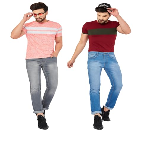 Image of Ben Martin Men's Slim Fit Mid Rise Pack of 2 Stretchable Casusal Denim Combo Jeans Pant, CMB-AU24