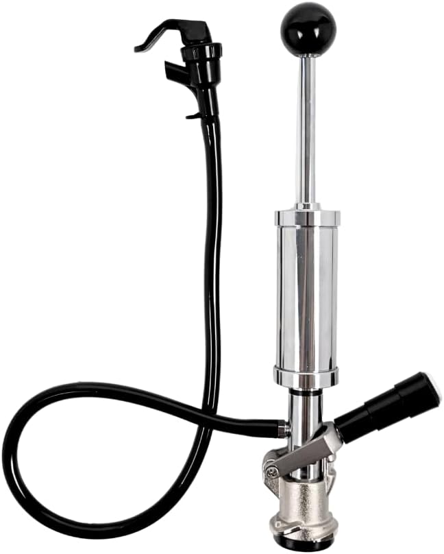 FastRack 4-Inch Party Pump, Stainless Steel Probe, Heavy Duty 4" Beer Tap, Complete D-System Keg Coupler and Beer Line and Beer Faucet, Beer Keg Tap, Premium Quality Picnic Pump, Keg Pump, Beer Pump