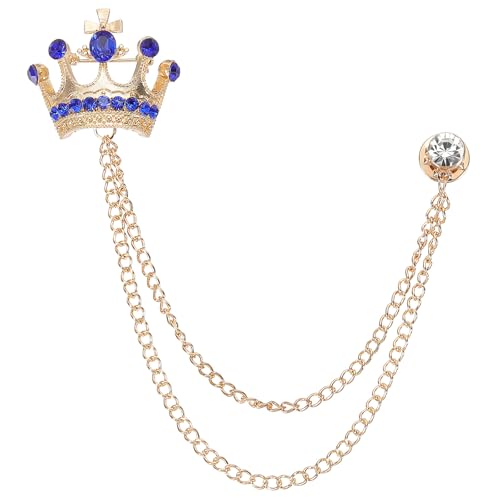 Image of PATIKIL Crown Hanging Chain Brooch Pins | Rhinestone Suit Pins Fashion Crystal Lapel Pins for Women Men