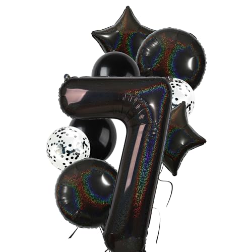 Ballon chiffre 7 noir laser décoration anniversaire de mariage et remise de diplôme