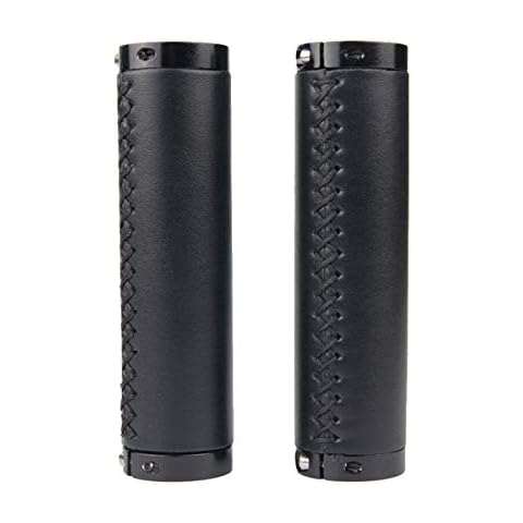 TikTako Fahrrad-Lenkergriffe Schwarz Braun PU-Leder weiches Gummifahrrad Beach Cruiser Mountain Bike Lenkergriffe Schwarz Cover