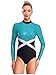 ranrann Gymnastics Leotards for Women Sparkly Ballet Dance Long Sleeve Jumpsuit for Adult Lady Train Top Sky Blue Small