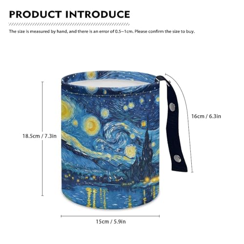 Image of Starry Night Print Portable Car Garbage Bin Collapsible Hanging Portable Dustbin Bin Waste Basket Car Accessories Interior for Car SUV Trucks Universal