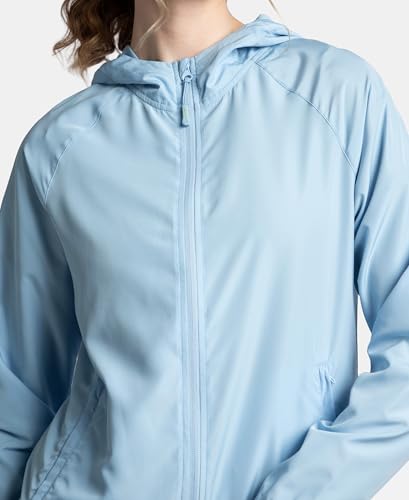 Image of Jockey MW50 Women's Microfiber Fabric Relaxed Fit Raglan Styled Water Resistant Hoodie Jacket with Stay Dry Treatment