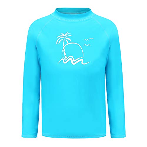 HowJoJo Little Boys Long Sleeve Rash Guard Shirts Swim Shirt UPF 50+ Blue 4T