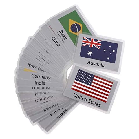 Preschool Flash Cards Set 32pcs Toddlers Animals & Transportation & National Flags Waterproof Learning Cognitive Toys Early Educational Learning Cards Toy for Baby Infants Newborns Kids Children Cover