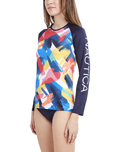 Image of Nautica Women's Long Sleeve Rashguard - Quick-Dry, UPF Protection, Swim Shirt, Pool, Beach, Hiking, Yoga, Volleyball