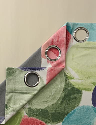 Vogol Abstract Window Curtains, Colorful Retro Style Circle Pattern For Bedroom Living Room, Thermal Insulated Room Darkening Window Treatment, 60 X 106 Inch, 2 Panels, Coral Purple Blue Green #TOP6