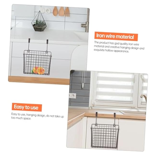 IMIKEYA 1pc Cabinet Door Hanging Basket Rack Racks Kitchen Basket Storage Holder Black Hanging Can Organize Holder Storage Container Snack Container Iron Wire