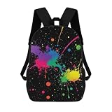 DUMIERTKL Colorful Paint Splatters 2 Backpack, 17 Inch Laptop Backpacks Unisex for Daily Travel Hiking Work Camping
