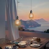 SUCIKORIO 3 Sztuki Zestaw Lamp Wiszących Na Zewnątrz, Wodoodporna Z Pilotem Akumulator Boho Rattanowa Lampa Wisząca Z Baterią, Brak Zasilania, Namiotu, Kempingu, Ogrodu, Dekoracyjna