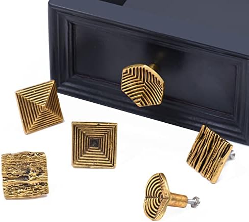 Indian Shelf Golden Aluminum Cabinet Knobs- Dresser Knobs 6 Pack- Drawer Pulls- Vintage Knobs- Decorative Knobs- Multi Drawer Knobs- Kitchen Cabinet Knobs- Multi Cabinet Pulls- Door Handles 1.5"