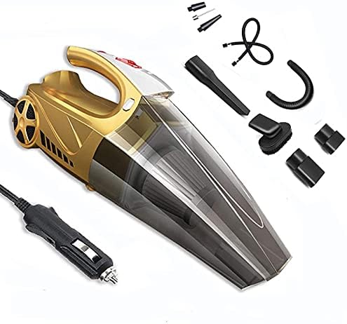 LECHEBANG LB 4 in 1 Car Air Pump Car Vacuum Cleaner Hand Held Vacuum Wet Dry DC 12V Vacuum High Power Vacuum with Digital Tire Inflator and LED for Lighting - HEPA Filter