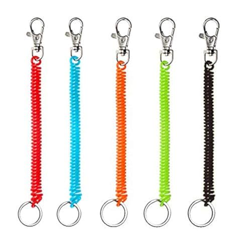 Mini Skater 5 Color Spiral Retractable Spring Coil Keychain Theftproof