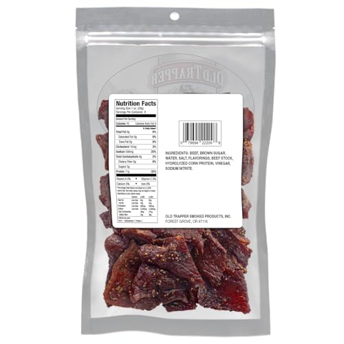 image for Old Trapper Beef Jerky, Peppered 8 Ounce Pack, Spicy Meat Snacks for L