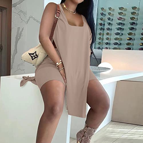 AXOSY Women's Plus Size 2 Piece Outfits Sleeveless Tunic Tops and Bodycon Biker Shorts Sets Tracksuits - Image 4