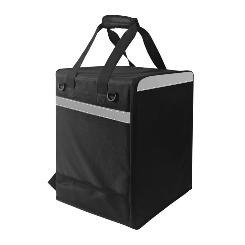 Générique Sac à Dos Isotherme de Livraison, 38x38x40 cm, Étanche, avec Bande Réfléchissante, Noir