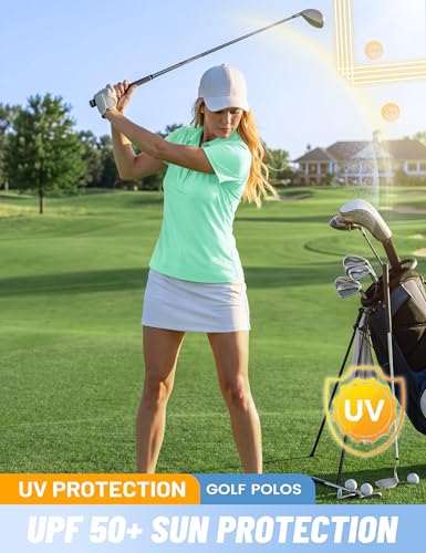 Image of TACVASEN Women's Golf Polo Shirts Short Sleeve UPF 50+ Sun Protection Golf Shirts for Women Quick Dry Collared Polos