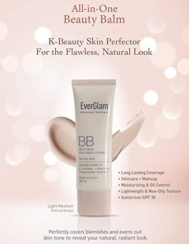 EverGlam K-Beauty Skin Perfector Korean BB Cream, Light Medium - Flawless, Natural Glow in Seconds | Multi-Function Tinted Moisturizer: Stays On All Day, Dewy, Water-Resistant, Oil-Controlling