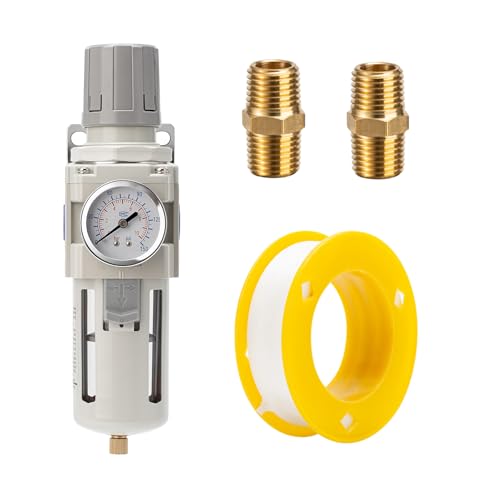 LNCHKA Air Compressor Water Separator Filter 1/2 NPT 150 PSI Compressed Filter Regulator Combo 5 Micron Moisture Trap for Pneumatic Tools