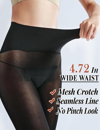 Control Top Semi Opaque Shapewear Tights for Women, 40 Denier Black Tights, 4 Sizes3