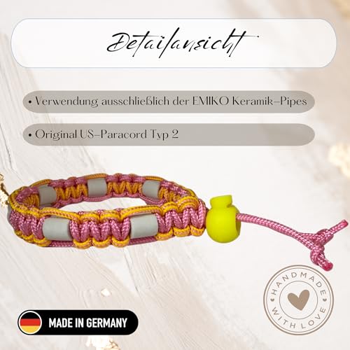 EM-Keramik Hundehalsband – 33 Farben, Zahn, Handmade in Germany, personalisierbar mit Namen & Pfötchen, Paracord Typ 2, leichte Verschlussarten, für kleine Hunde