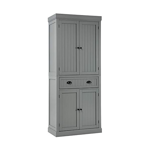 Tangkula 72" H Kitchen Pantry Cupboard Cabinet, Traditional Freestanding Large Tall Storage Cabinet with 2 Cabinets and Drawer, Adjustable Shelves Design, for Living Room Kitchen, 30 x 16 x 72 Inch